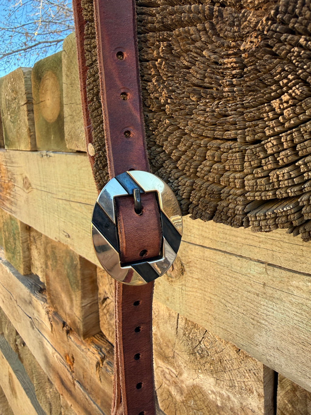 Split ear headstall with handmade buckle