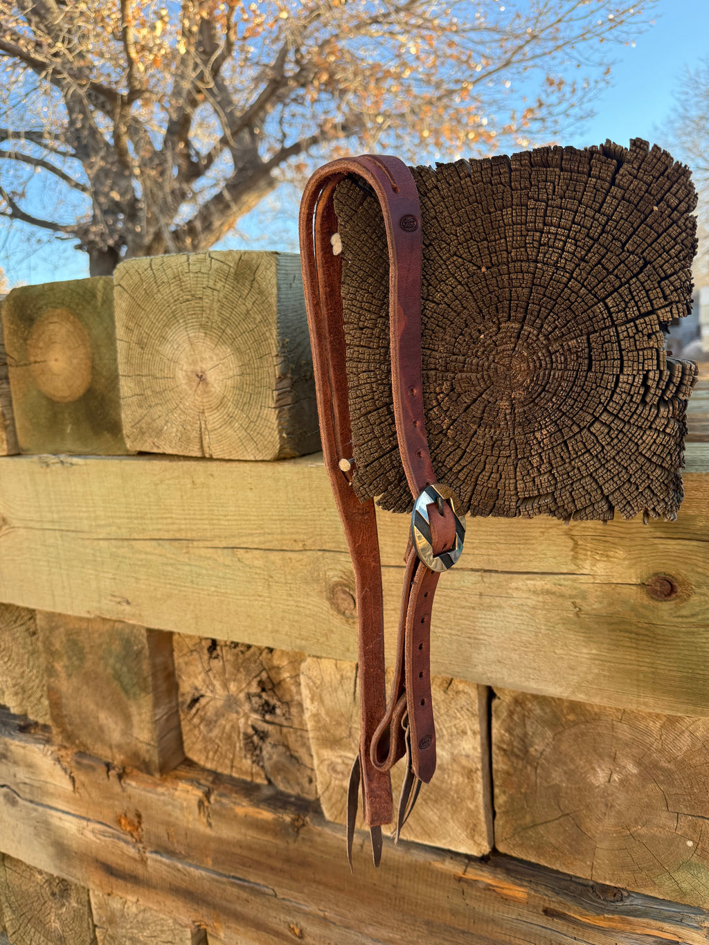 Split ear headstall with handmade buckle