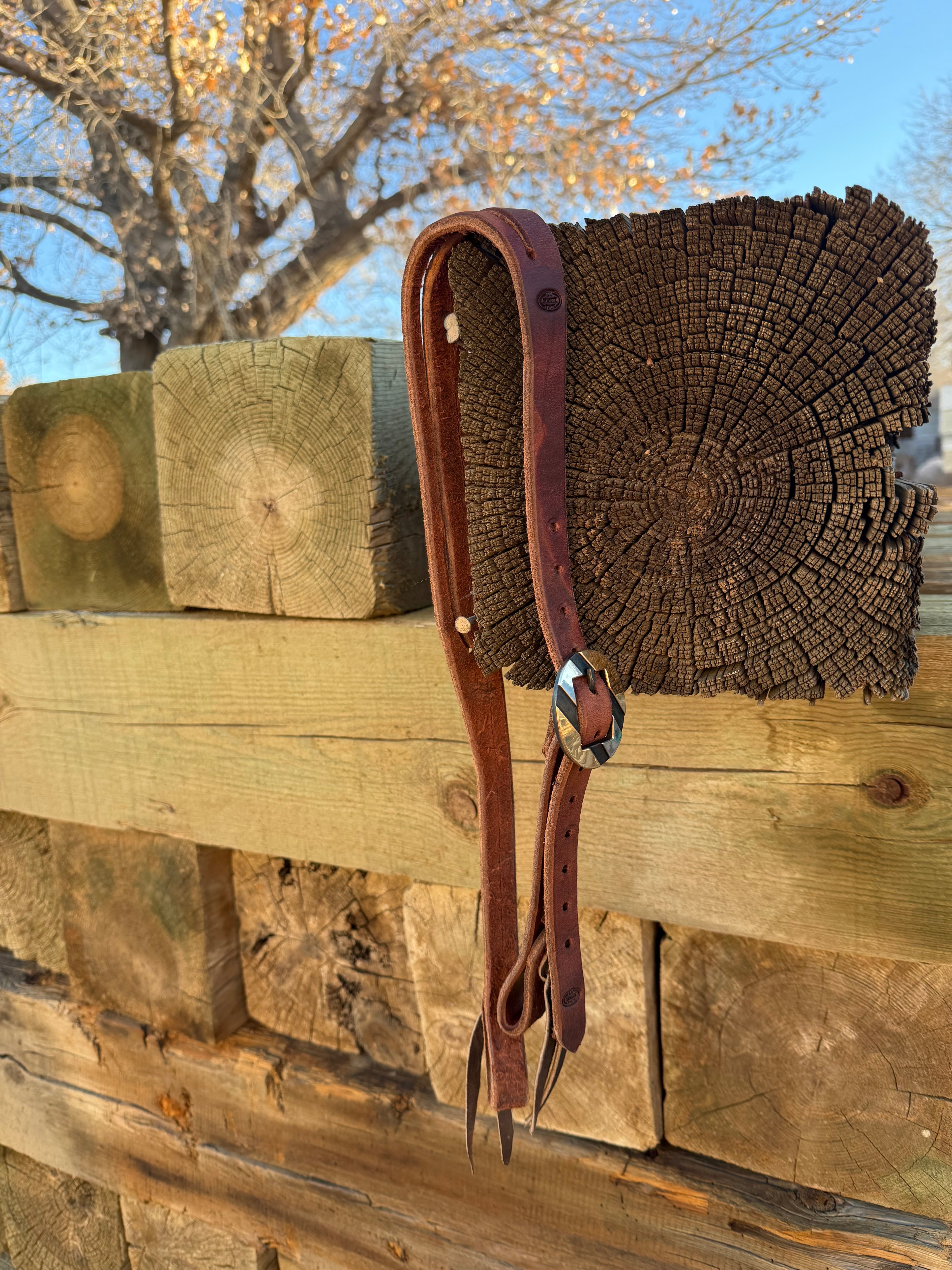 Split ear headstall with handmade buckle
