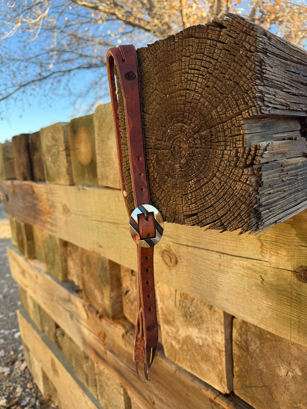 Split ear headstall with handmade buckle