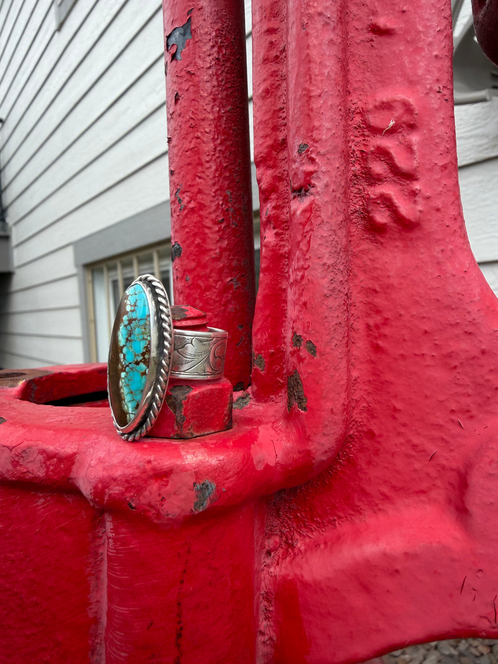 #8 Turquoise ring W/ Engraved band