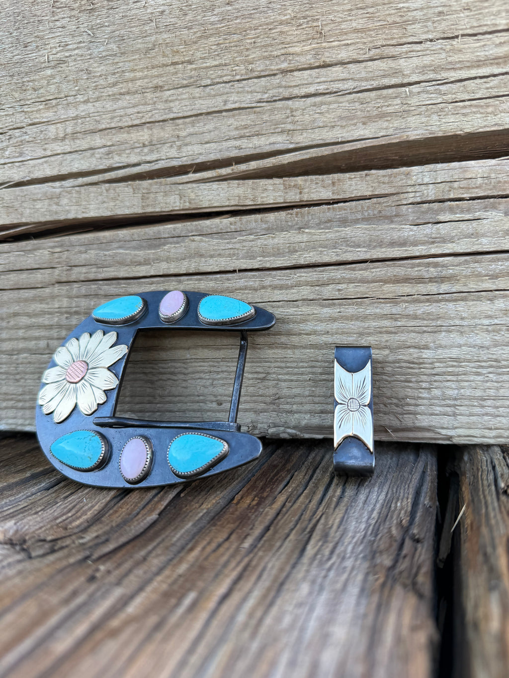 Belt Buckle #7 Sonoran Blue/Pink Opal